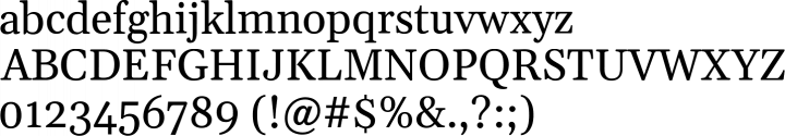 Image displaying glyphs from the Gelasio Regular font